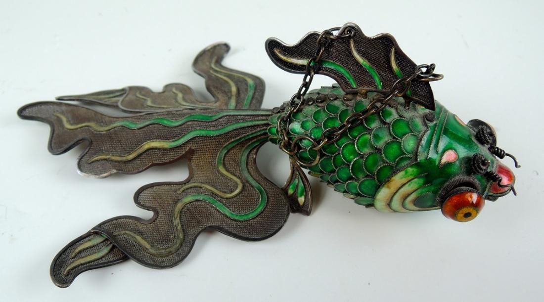 Chinese Enamel & Silver Figure of a Fish (1 of 3)