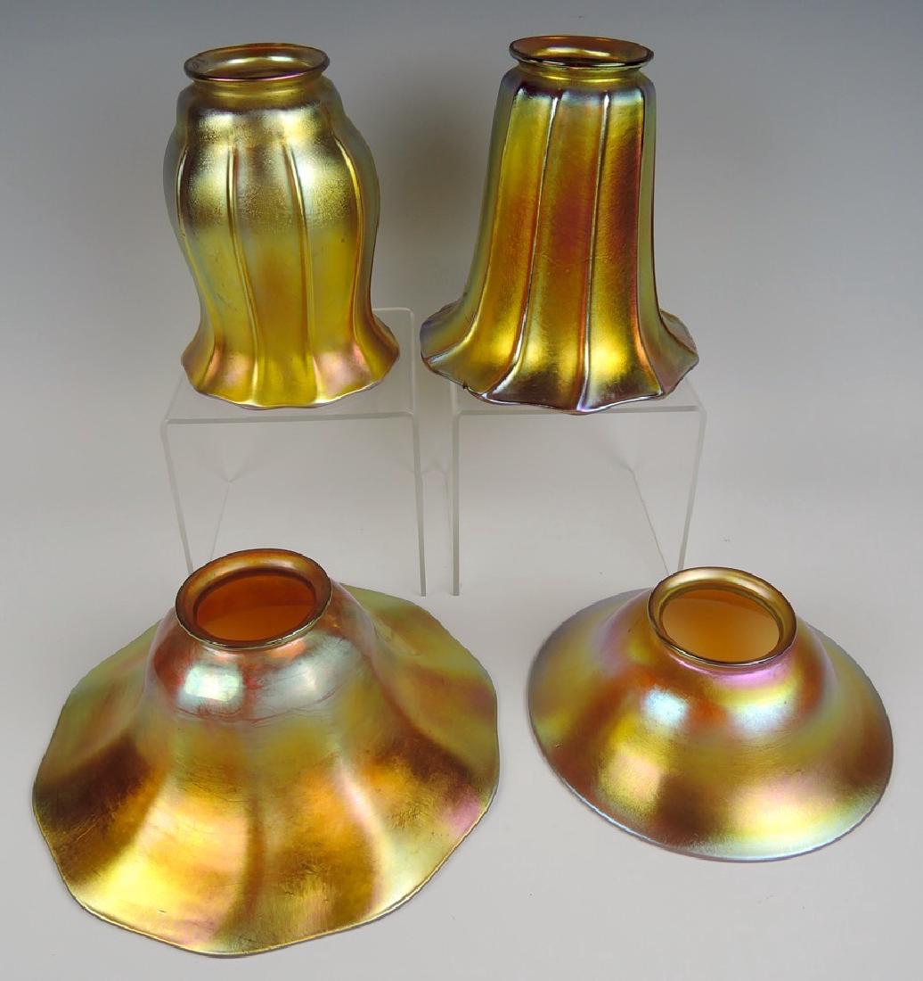 Set of 4 Gold Favrile Art Glass Shades (1 of 2)