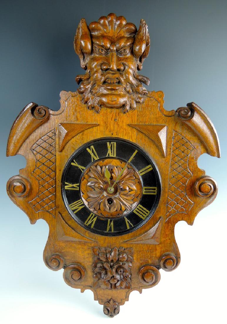 Devil Head Oak Wall Clock (1 of 1)