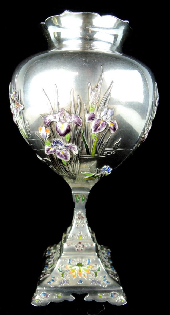 Rare Japanese Silver & Enamel Vase (1 of 7)