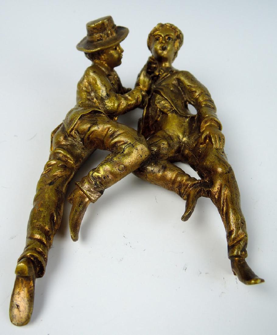 Gilt Bronze Sculpture w Two Romantic Men (1 of 3)