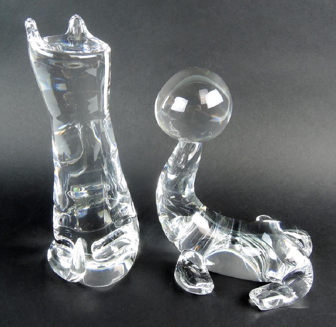 Lot of 2, Steuben Crystal Cat & Sea Lion Figurines (1 of 3)