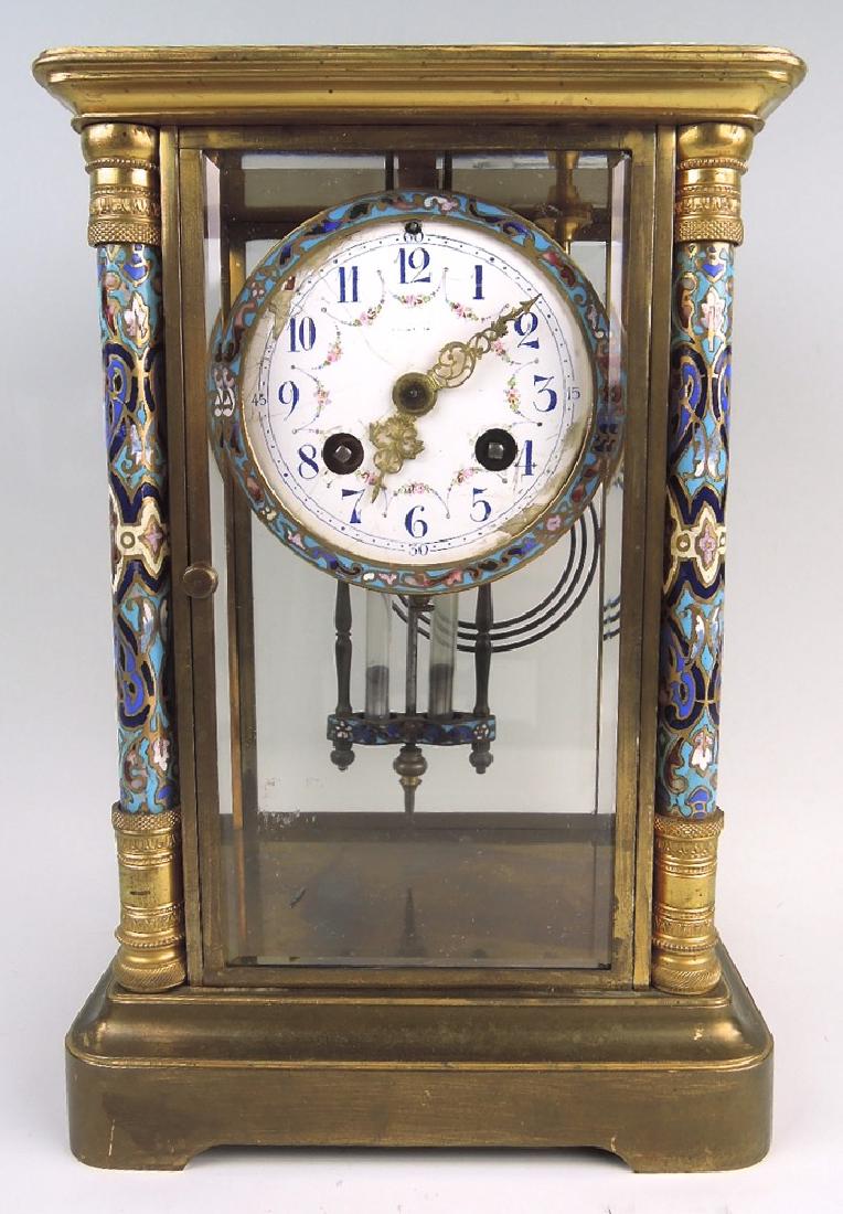 French Champleve Enamel & Bronze Clock (1 of 3)
