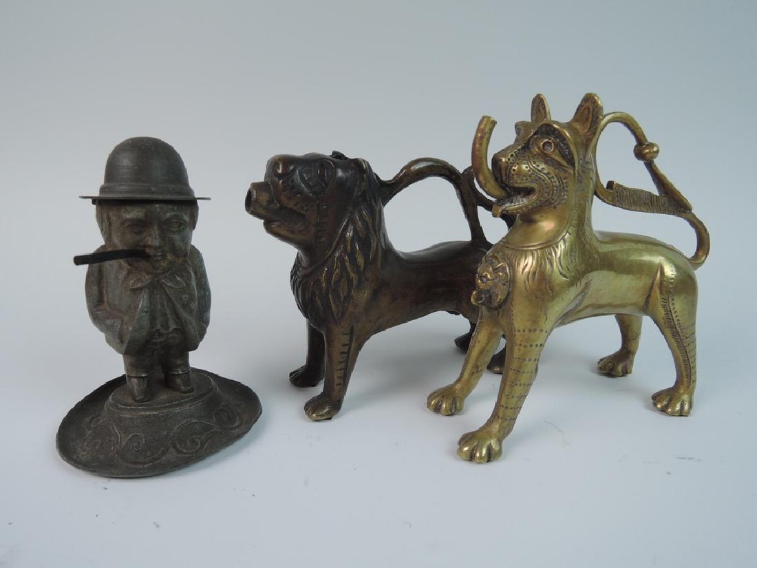 3 Figural Lighters, 2 Lions & Man in Hat (1 of 6)