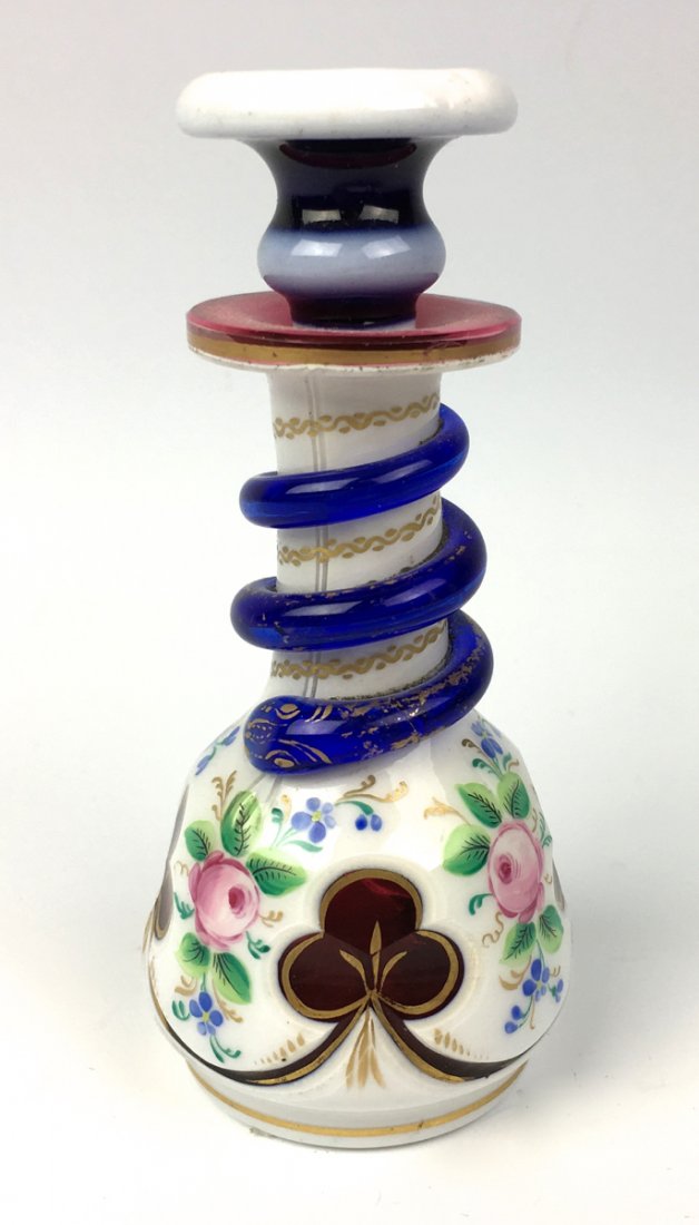 Early Bohemian Carved Perfume Bottle with Snake (1 of 3)