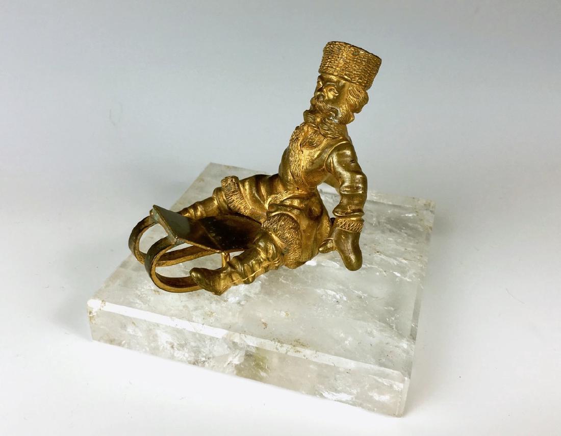 Bronze and Rock Crystal Russian Man on Sled (1 of 3)
