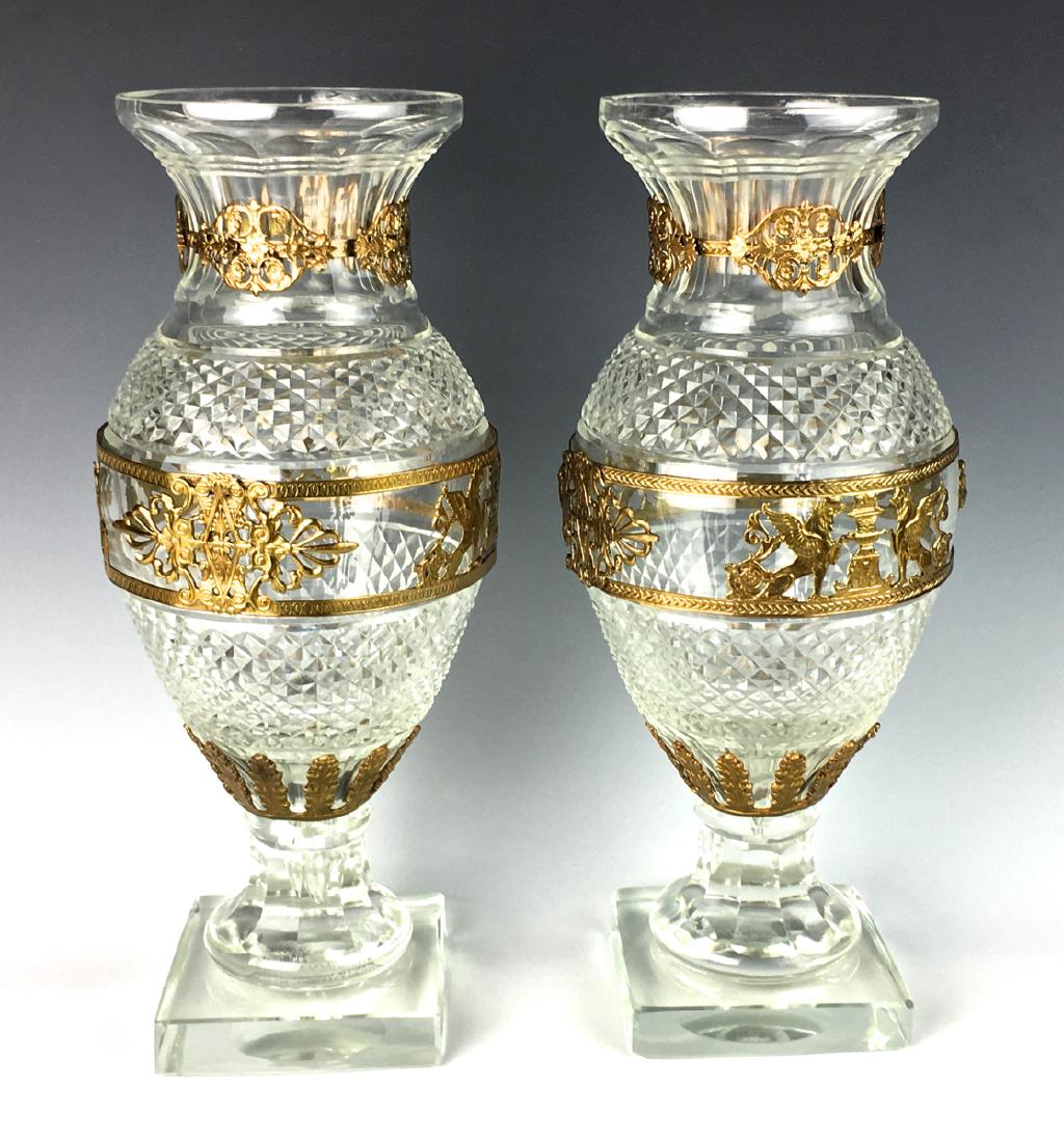 Pair Baccarat Crystal and Bronze Vases (1 of 2)