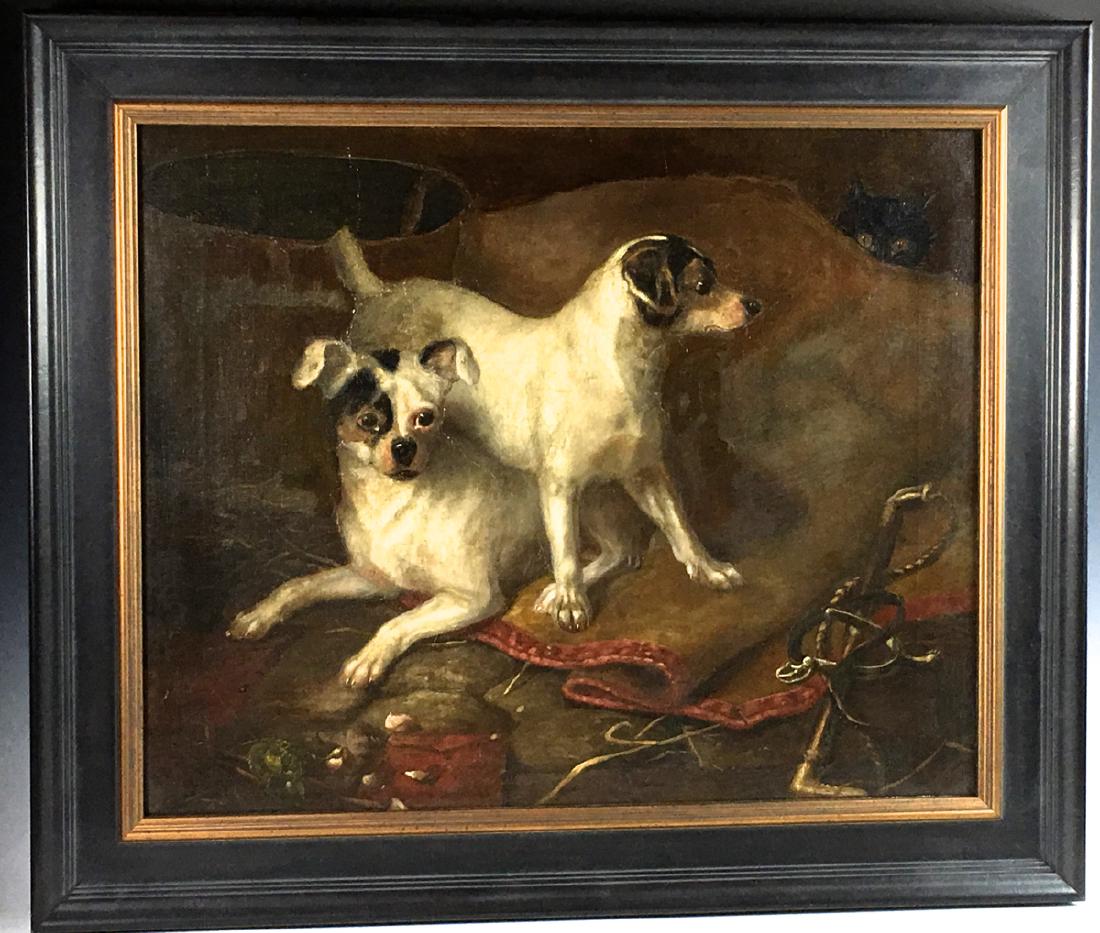 John Fitz Marshall "2 Dogs and a Cat" Painting (1 of 5)