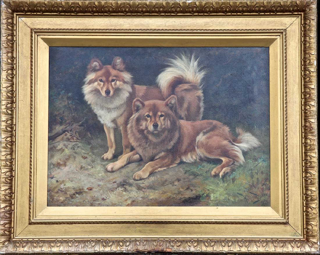 Wright Barker "Two Finnish Spitz" Painting (1 of 4)