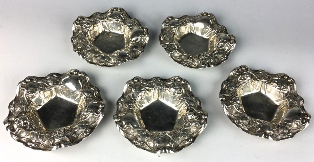 Group of Sterling Art Nouveau Nut Dishes (1 of 3)