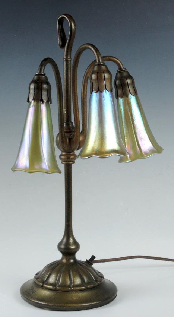 Sgd Tiffany Studios 3 Light Lily Lamp Base w Shade (1 of 4)