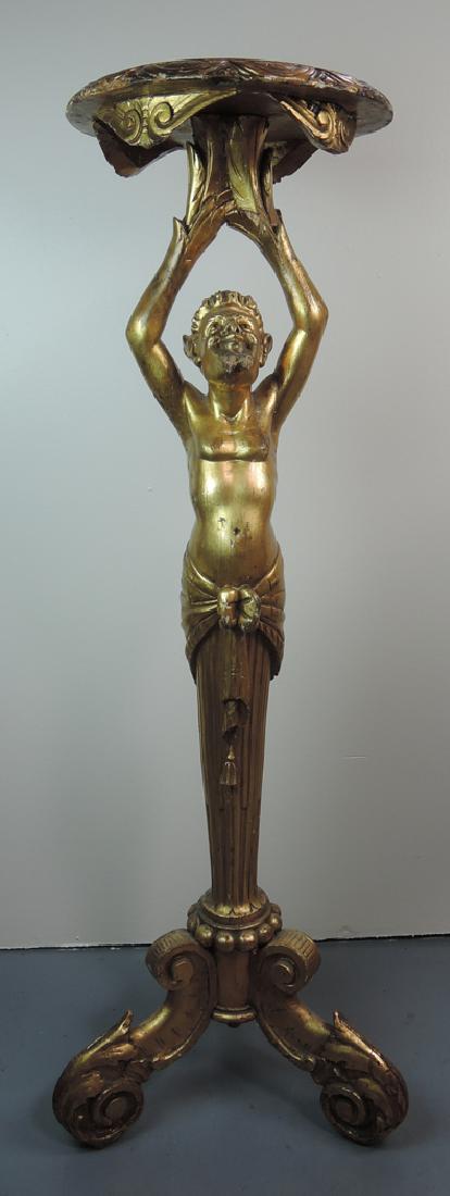 Gilded Carved Figure of a Devil Pedestal (1 of 2)
