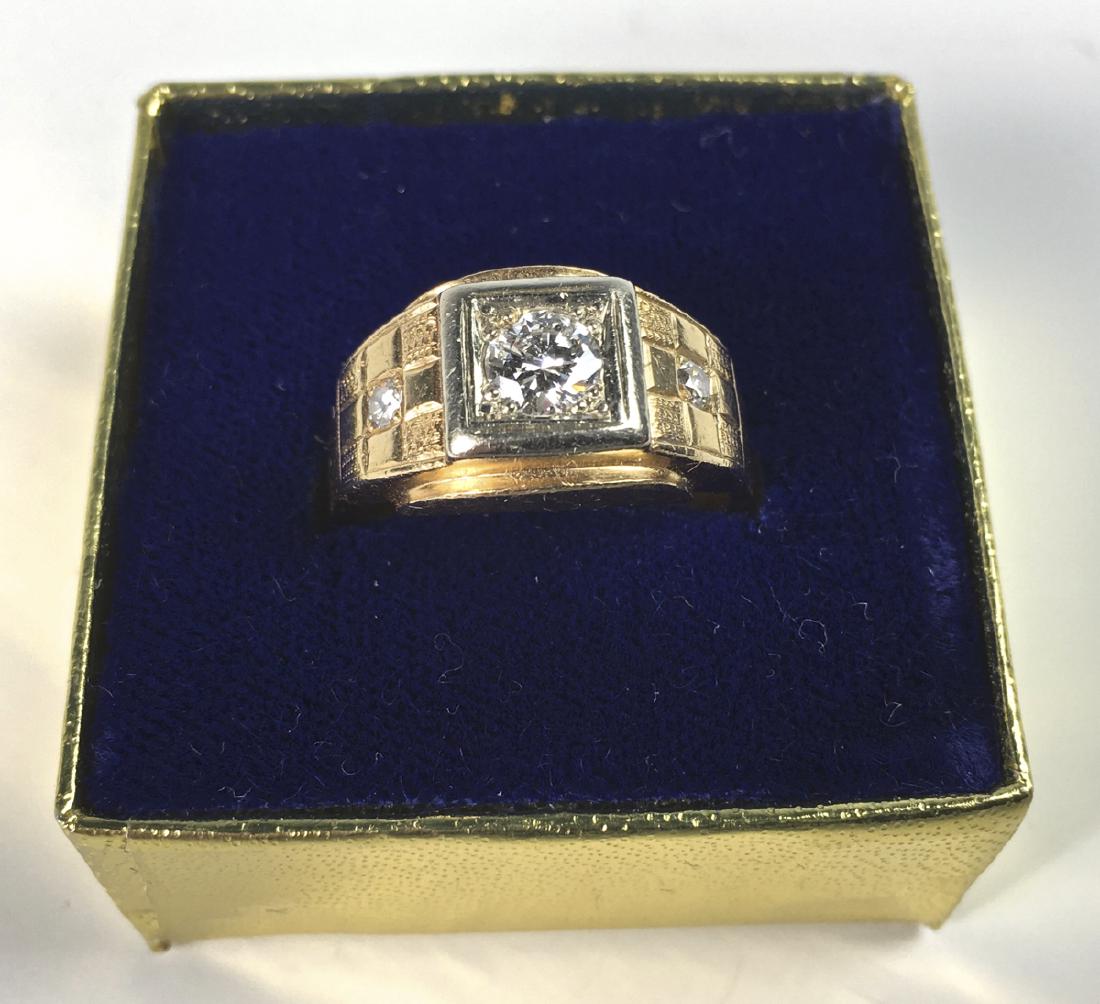 Mens 14K Yellow Gold Diamond Ring (1 of 4)
