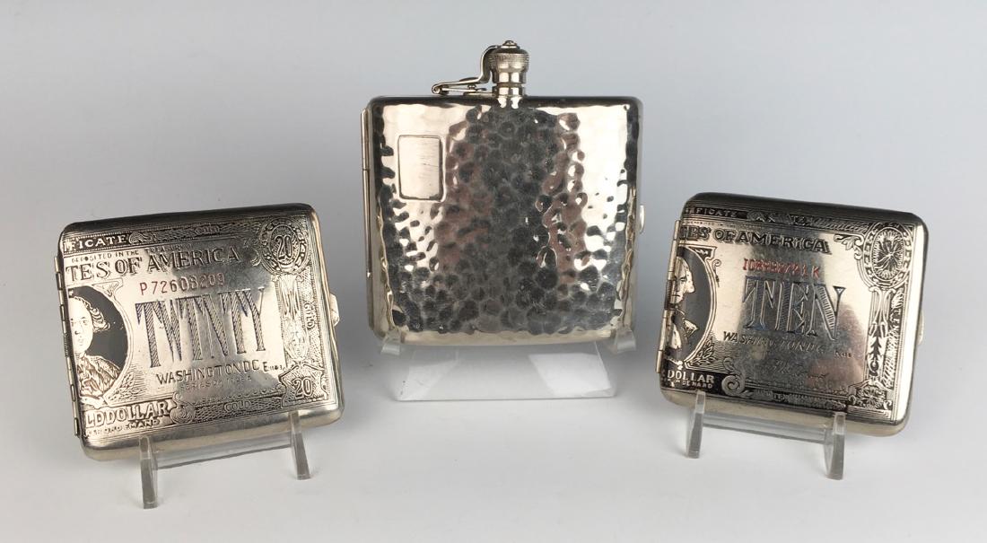 3 Vintage Silverplate Cigarette Cases C. 1940's (1 of 3)