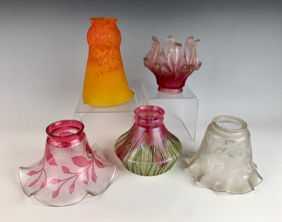 5 Art Glass Gas Shades C. 1910 (1 of 3)