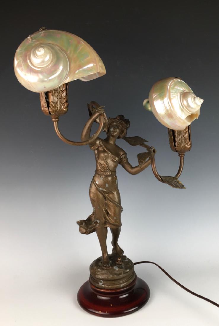 Victorian Figural Lamp with Shell Shades (1 of 5)