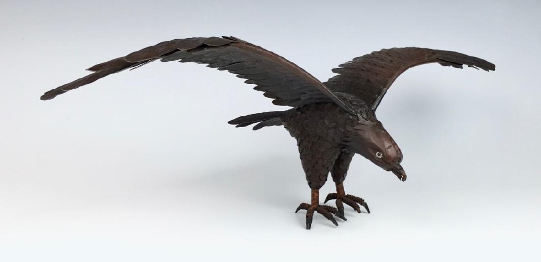 Patinated Metal Reticulated Winged Eagle (1 of 3)