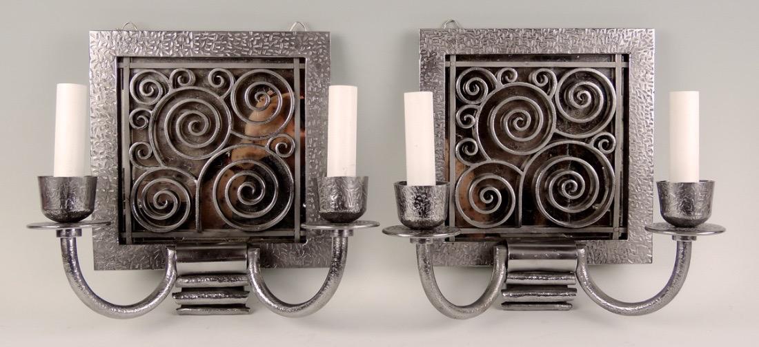 Pair of Art Deco Metal Wall Sconces (1 of 1)