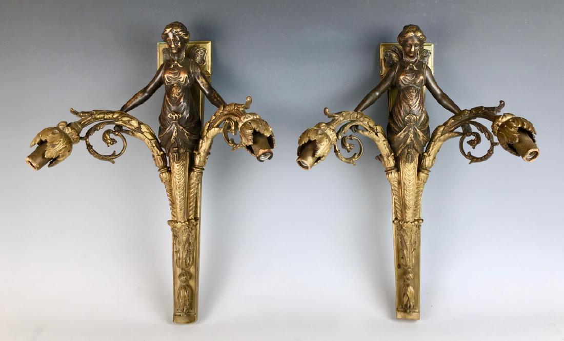 Pair Dore Bronze Figural Sconces (1 of 2)