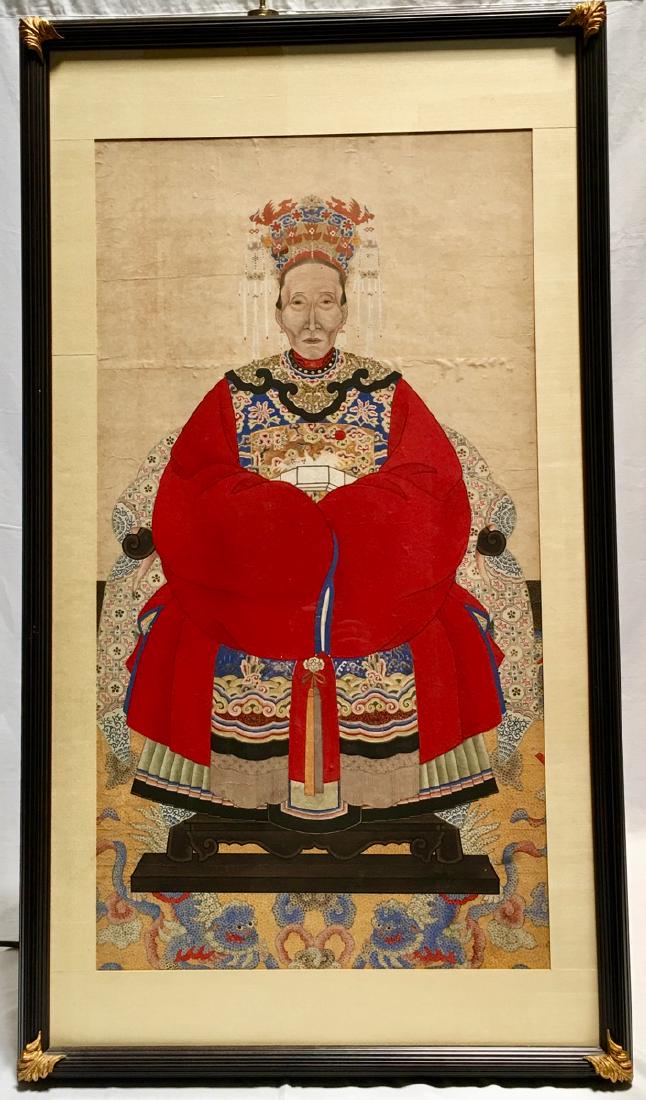 Large Antique Chinese Ancestral Portrait Painting (1 of 2)