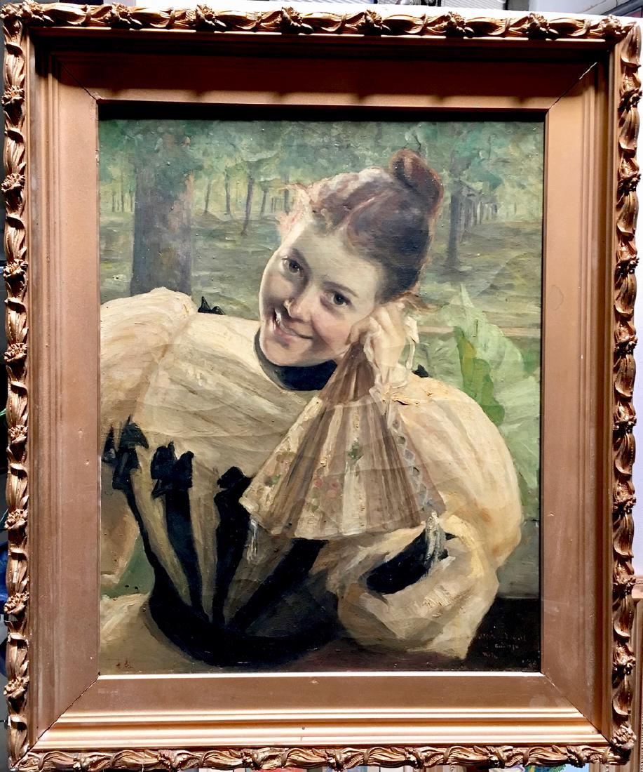 Continental Painting of Beautiful Victorian Lady (1 of 4)