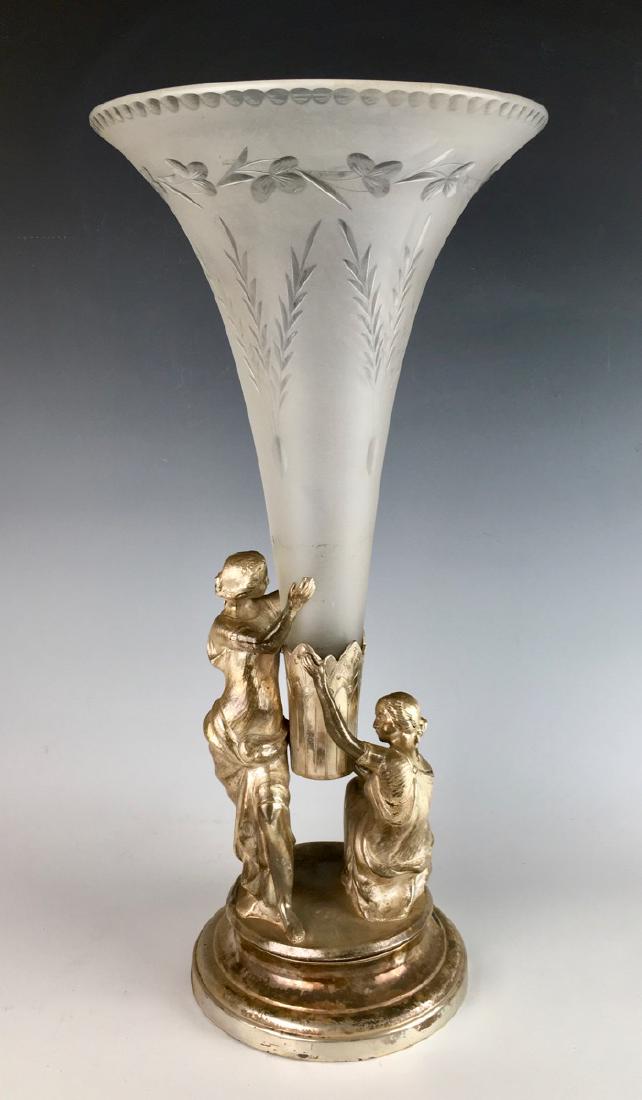 Meriden & Co. Silverplate & Glass Trumpet Vase (1 of 4)