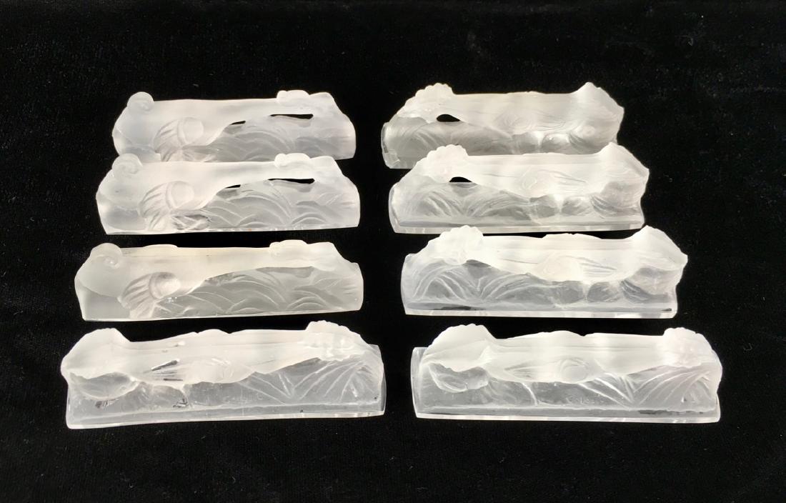 Set of 8 Lalique Style Knife Rests Signed Colotte (1 of 4)