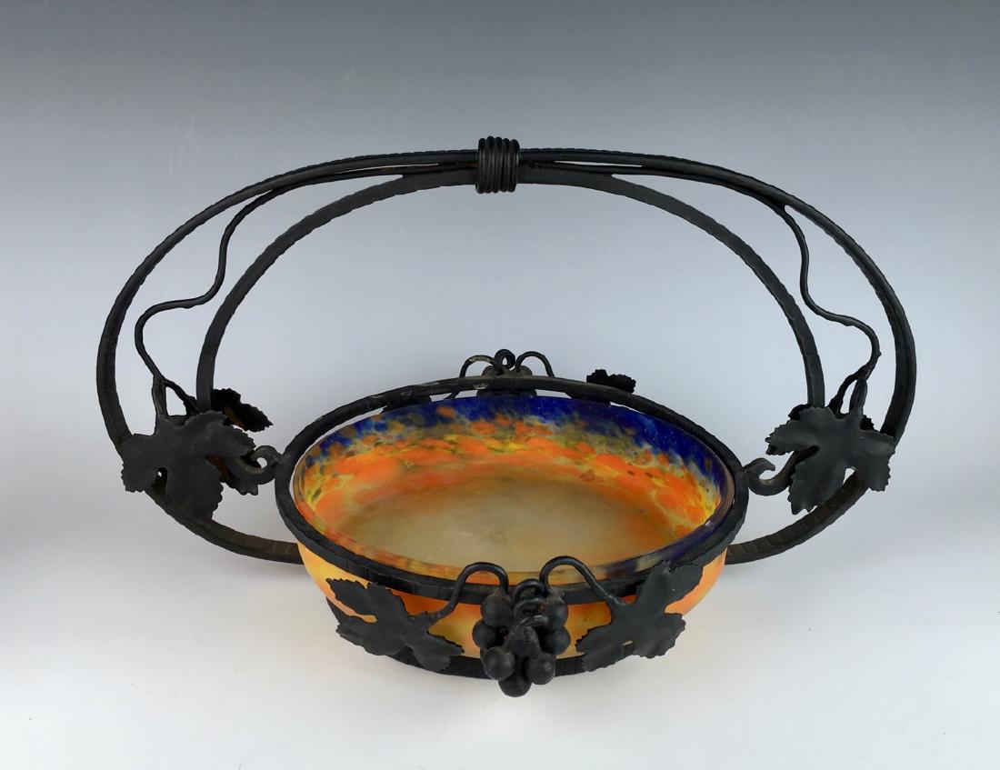 Muller Freres Luneville Deco Art Glass Basket (1 of 4)