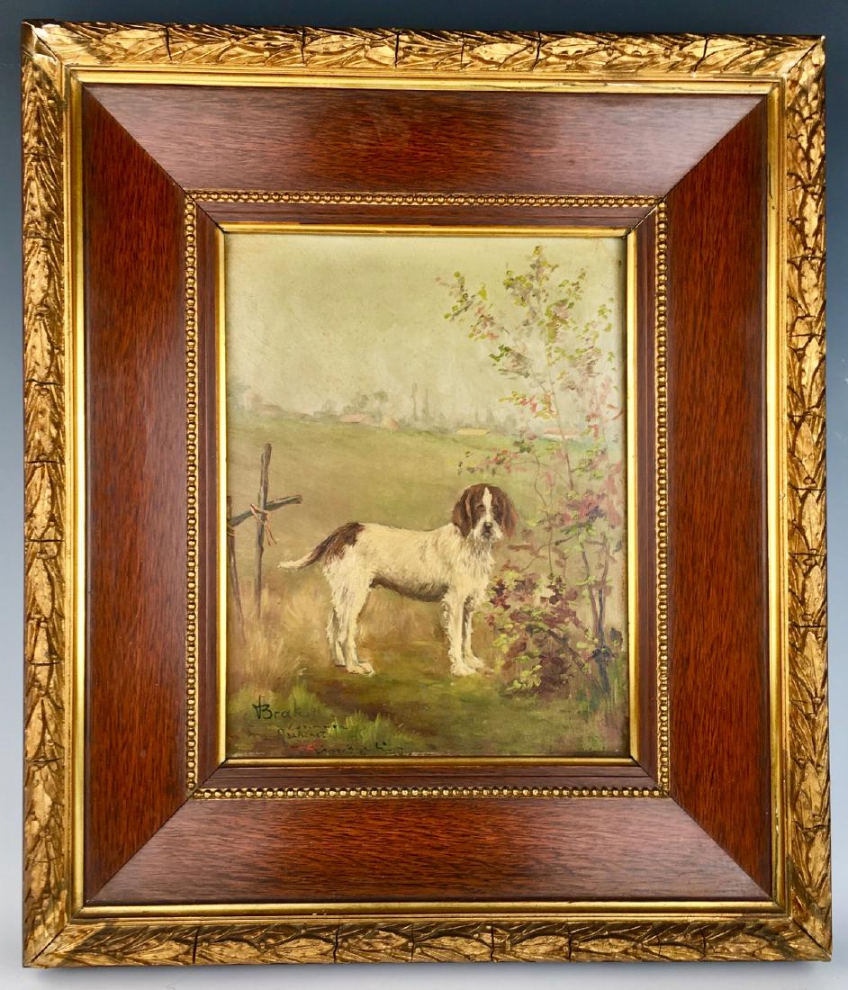 "Brittany Spaniel" Oil on Board C. 1900 (1 of 4)