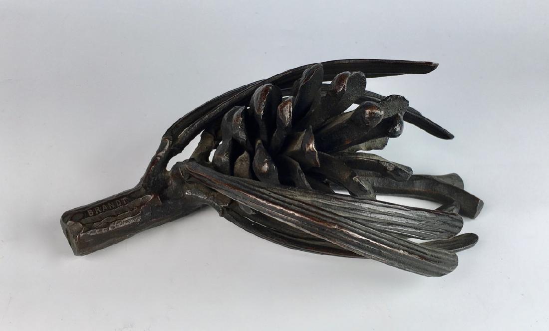Edgar Brandt Iron Pinecone Paperweight C.1920: Depicting an iron pinecone surrounded by pine needles, very good condition, 3.25" x 7"