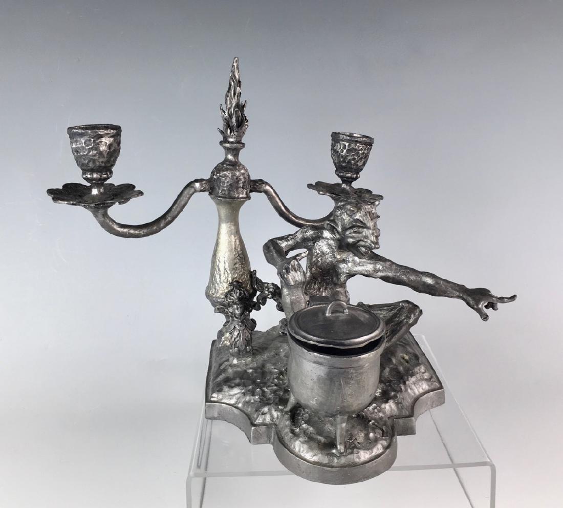 Erotica "Devil" Pointing Inkwell and Candelabra (1 of 5)