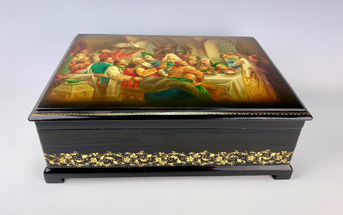 Large Russian Lacquer Box "Wedding" C. 1930 (1 of 6)