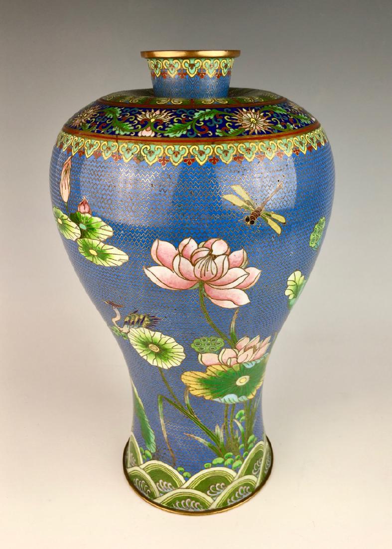 Tall Cloisonne Vase with Dragonflies Meiji Period (1 of 4)