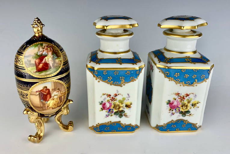 Royal Vienna & Pair Sevres Style Jars C. 1900