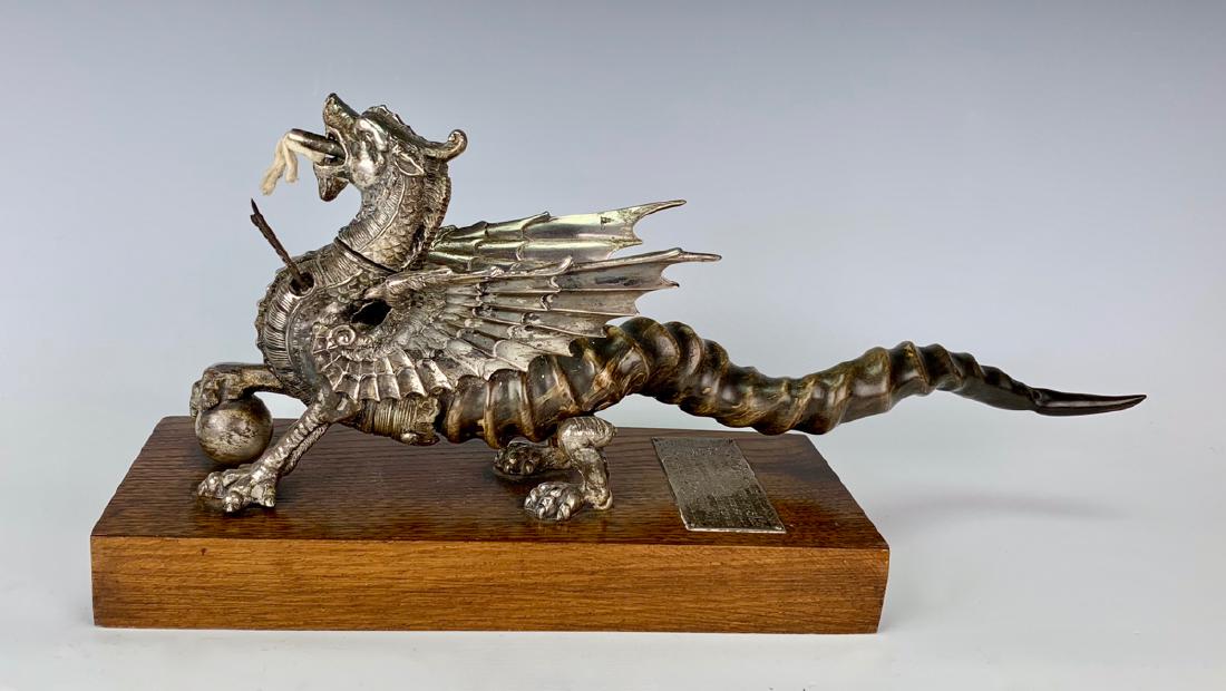 Rare Victorian Silver Plate Dragon Cigar Lighter (1 of 6)
