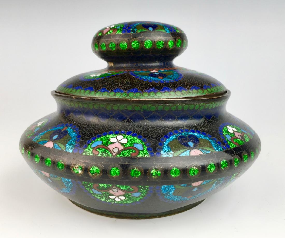 Colorful Cloisonne Covered Box Meiji Period (1 of 6)