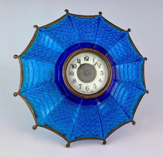 Blue Glass Umbrella Clock Circa 1920's