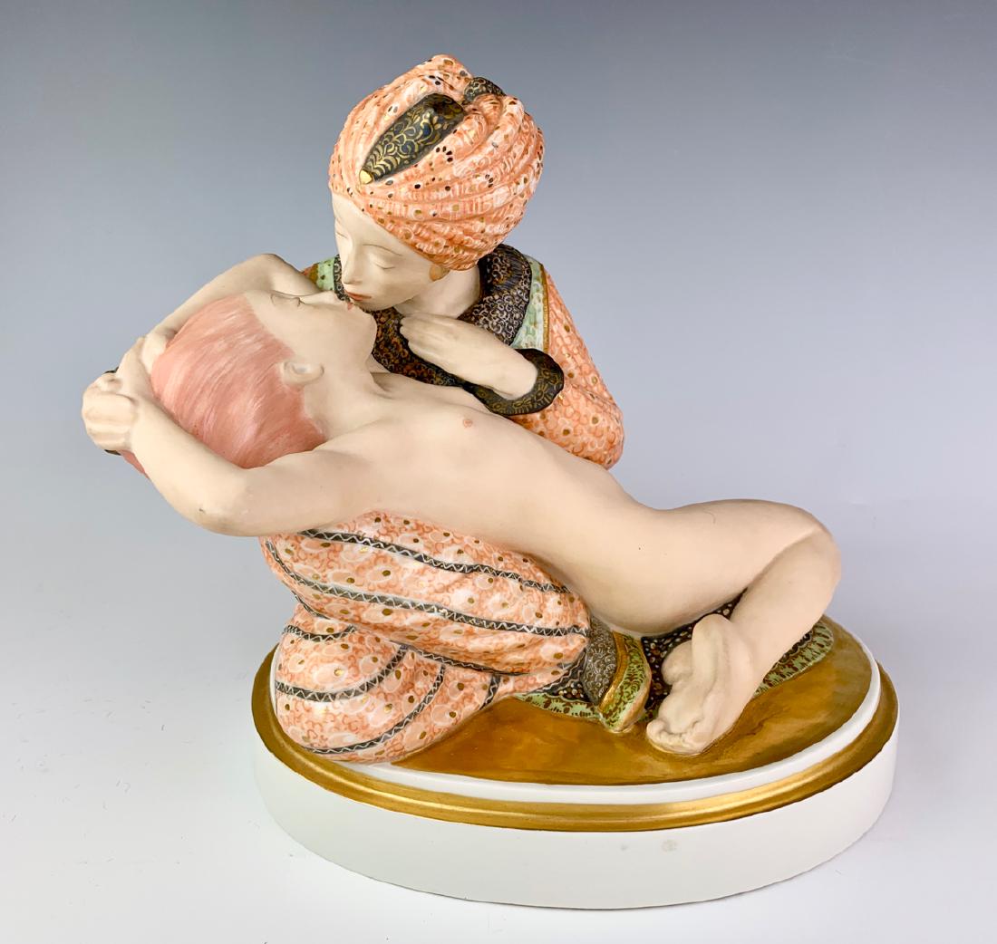 Royal Copenhagen Figural "Fairytale III" 1961: Having a figural group "Fairytale III" by Gerhard Henning in 1961, signed on bottom with Royal Copenhagen factory marks, very good condition, 8" x 10"