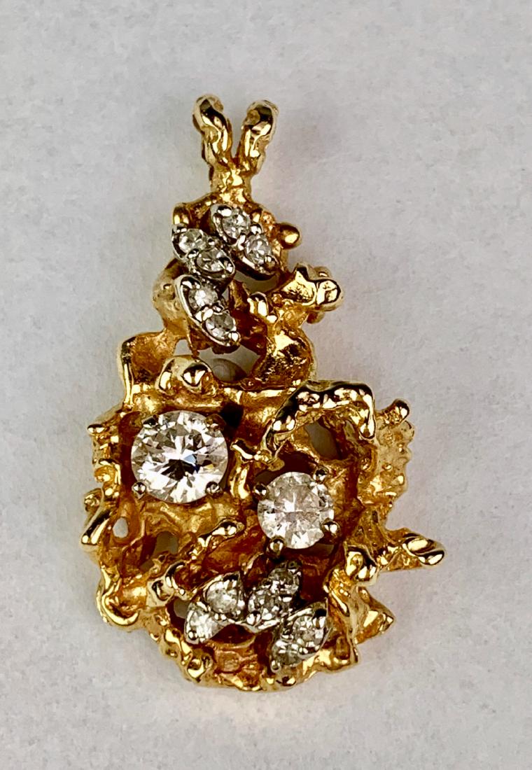 gold nugget diamond pendant