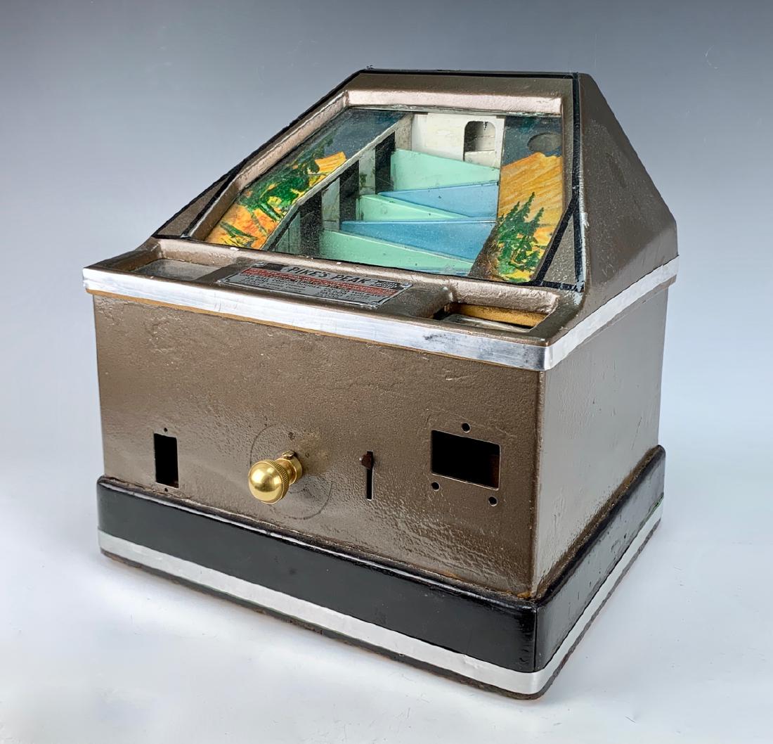 Groetchen Pike's Peak Coin-Op Trade Stimulator: Circa 1941, incentive is to "Try to Clim to the Top", use the knob to lift the balls from one level to the next, gold balls also double in points, manufactured by Groetchen Tool & Mfg. Co. in1941, mis