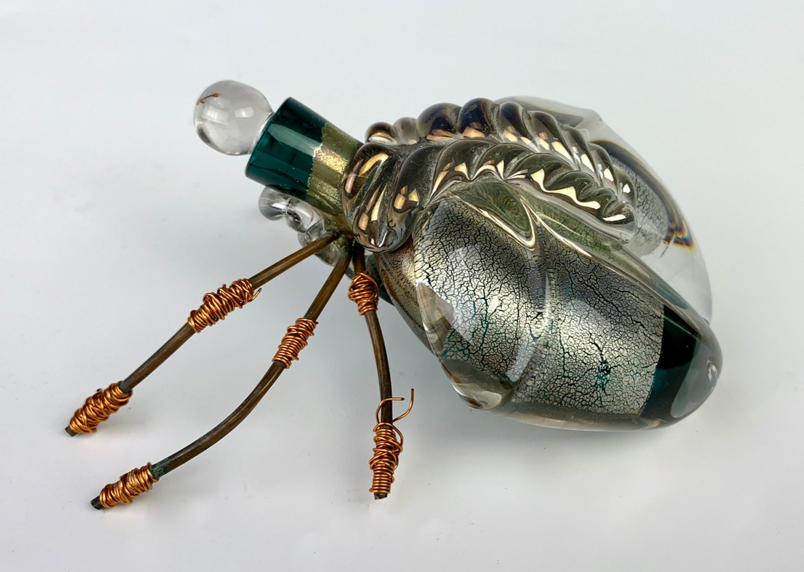Murano Glass Spider Perfume Bottle Shell shaped Ground Glass Perfume