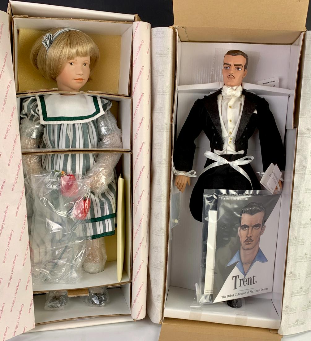 Lot of Two Dolls: 16" "Trent" All Vinyl by Ashton Drake in "Forman Introduction" Outfit, mint in box; 17" "Anna" All Bisque by Jutta Kissling for Georgetown Collection, mint in box, generally excellent condition