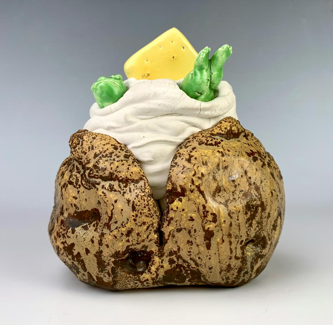 David Gilhooly (American 1943-2013) Baked Potato: Signed "Gilhooly 78", glazed ceramic sculpture, good condition, 5" x 4.5"