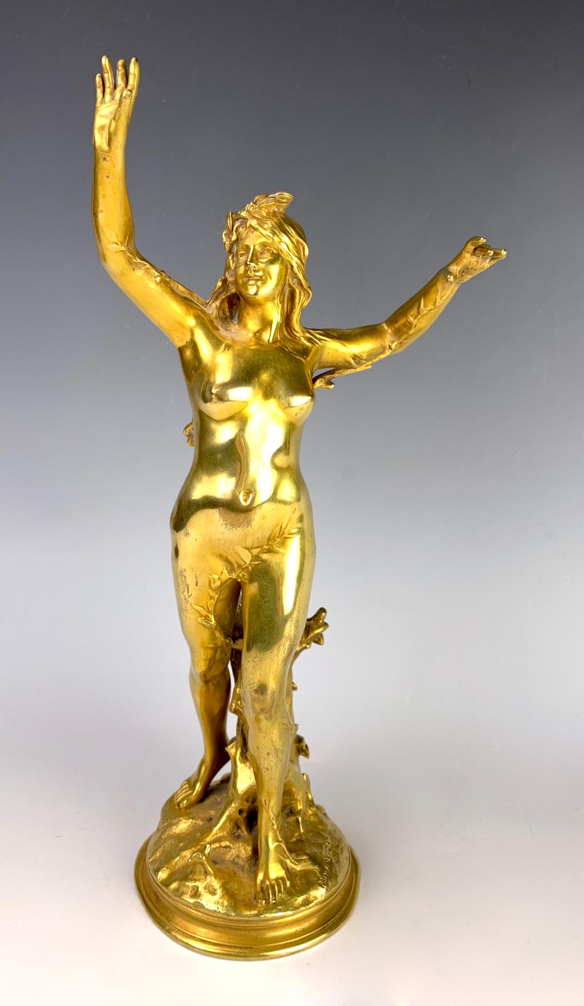 Raoul Larche (1860-1912) Gilt Bronze "Daphne": Gilt bronze with foundry seal "Siot Decauville Paris Fondeur", signed in bronze "Raoul Larche", very good condition, 12.25" height
