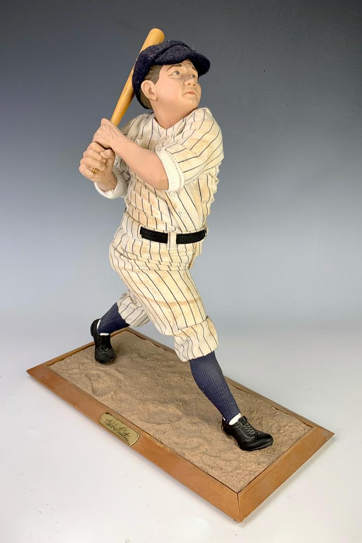 Babe Ruth "The 60th Home Run" and Dog Toy: Babe Ruth figure from "The Ashton Drake Legends" series #15335 "The 60th Home Run" limited edition, comes with a shuffling dog toy, very good condition, 14.5" tallest **Lifetime estate collection of J
