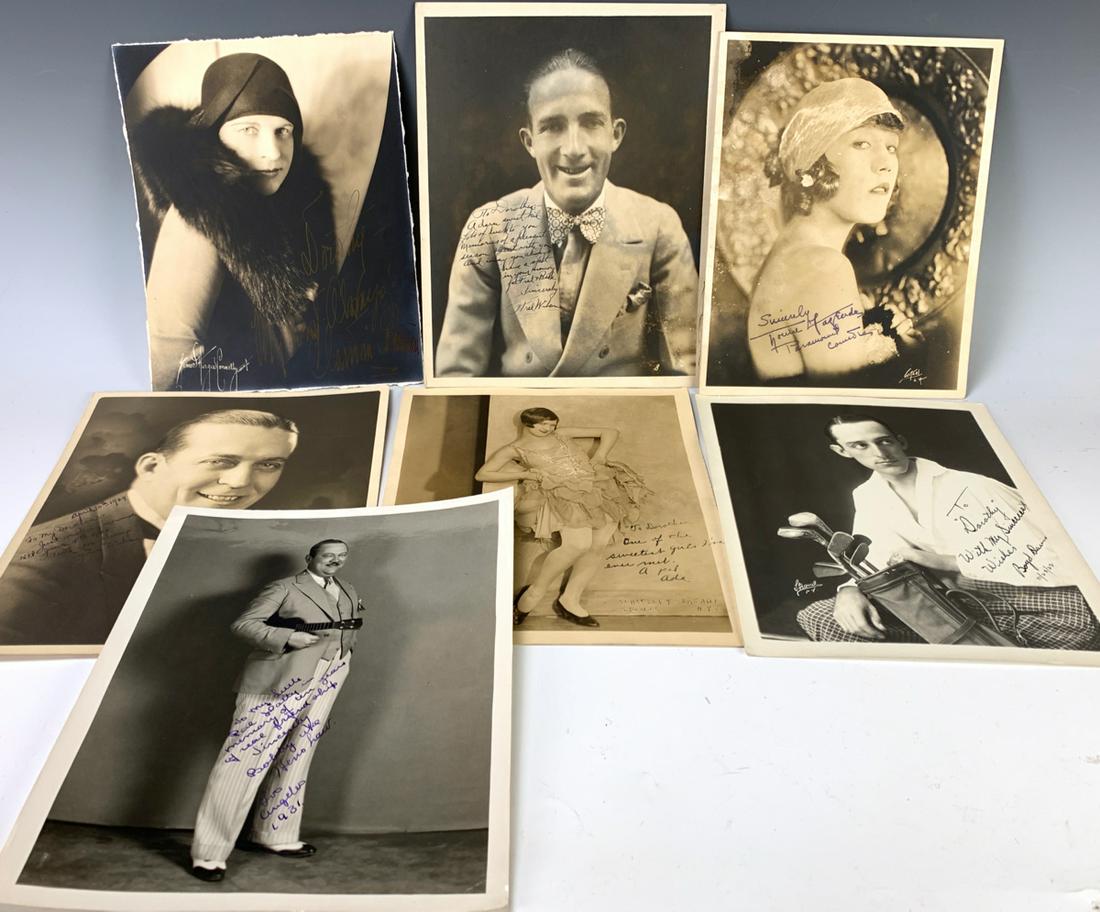 7 Autographed Silent Screen Actor: With autographs of Boyd Davis 11/22/22, Louise Tapeade, Duke Johnson, Fred Wilson, Bobby Henshaw and more, all signed, Dorothy Bull silent screen actress collection, Fred Wilson photo has minor tear o
