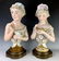 Pair Large Antique Bisque Busts with Cat & Birds