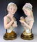 Pair Large Antique Bisque Busts with Cat & Birds - 2