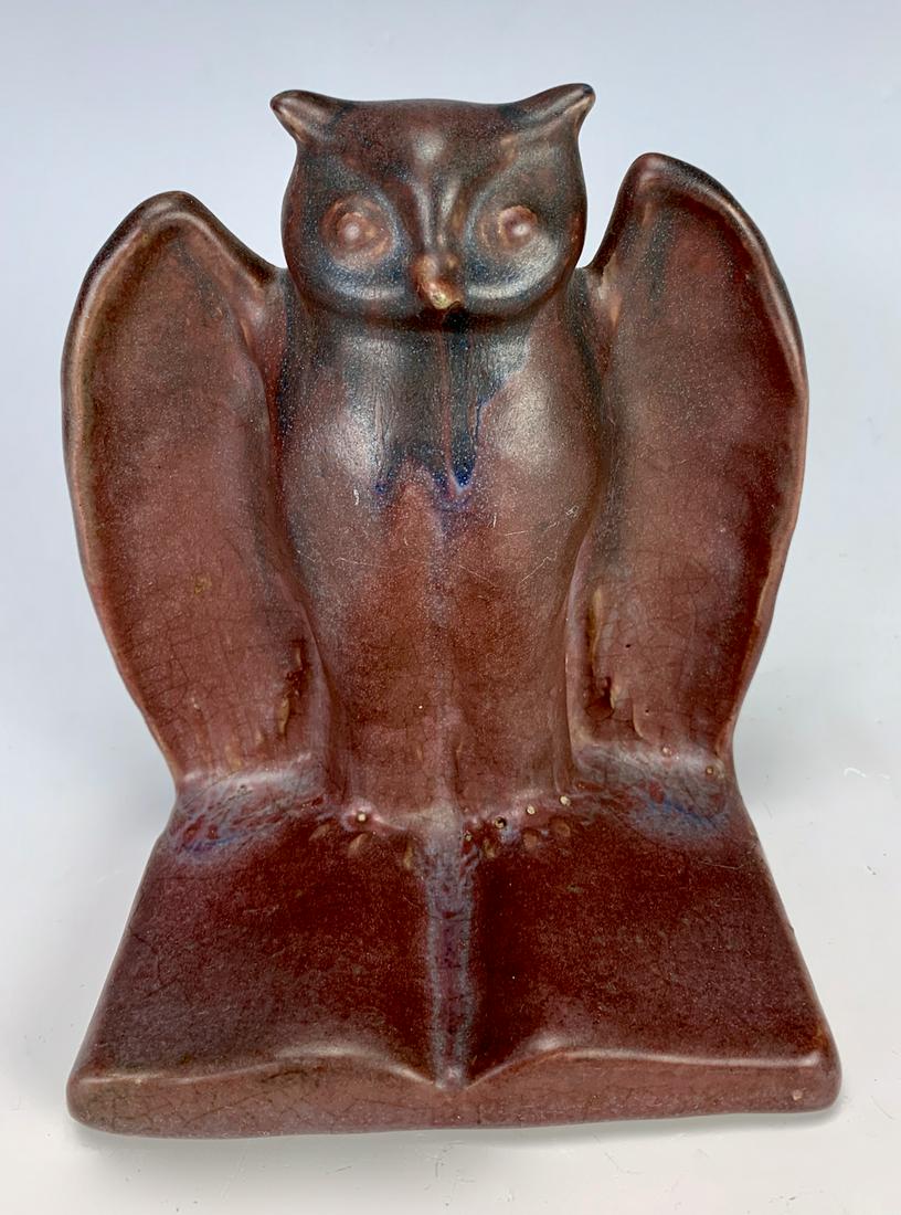 Van Briggle Owl Bookend Dated 1915 (1 of 4)