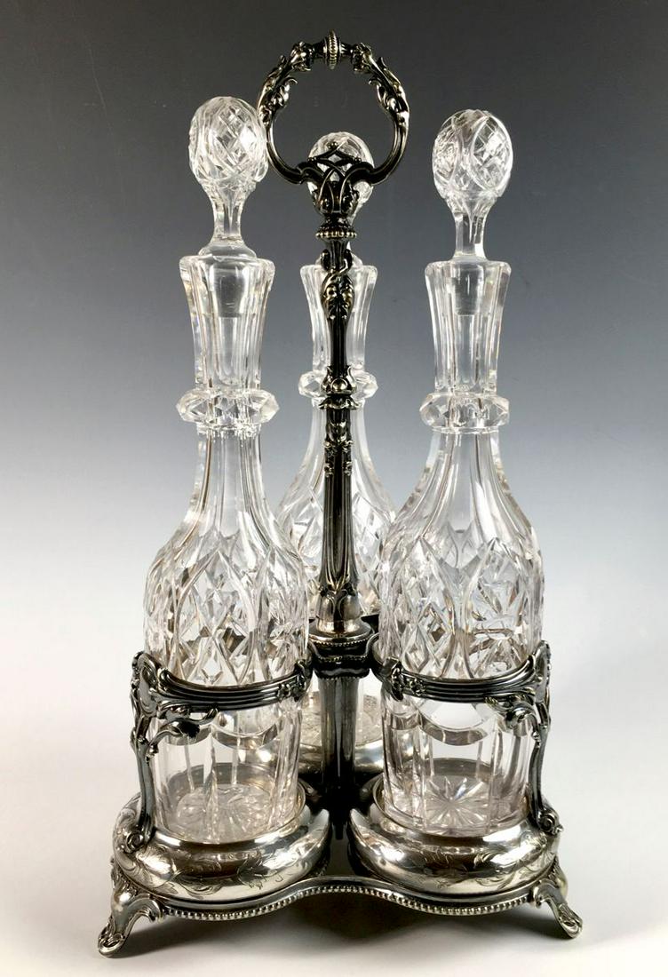 Victorian Silver Plated 3 Bottle Cruet Set C.1880 (1 of 3)